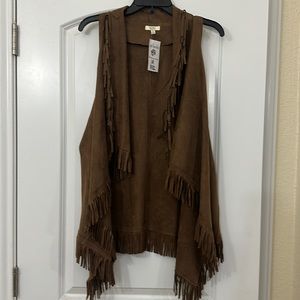 Brown fringe vest